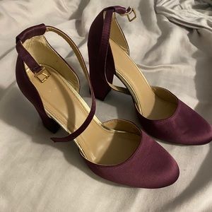 Purple closed toe mid heels